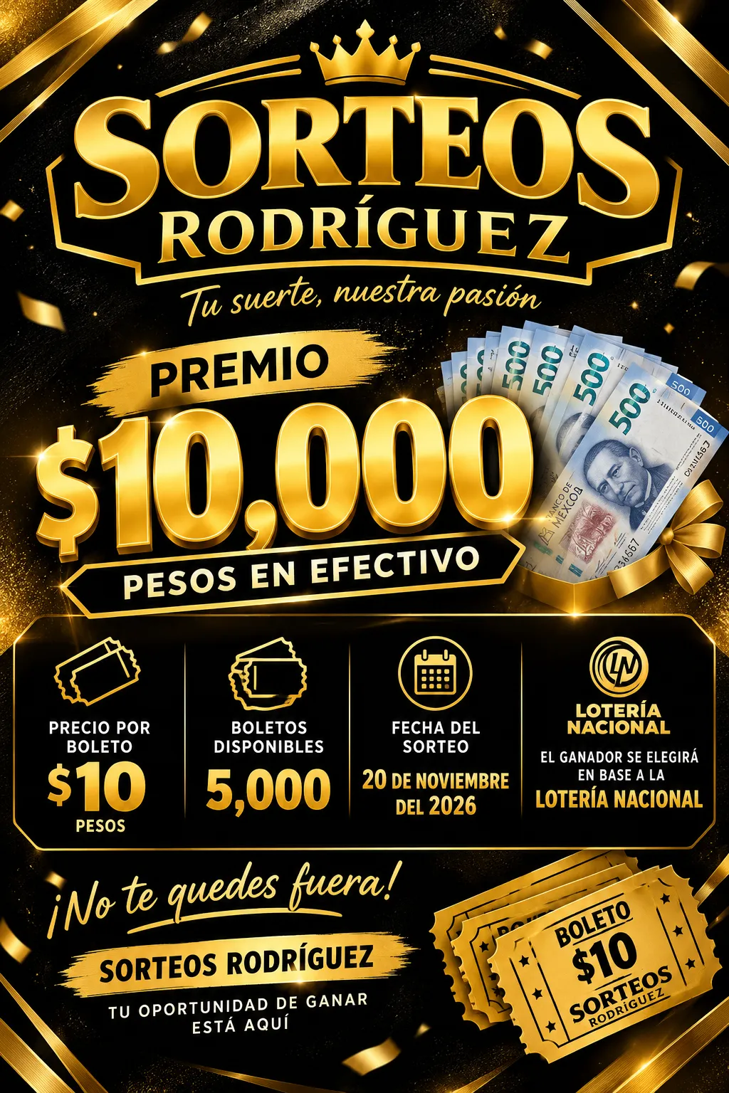 Arrancamos nuestra primera edición🤩💰🍀🍀 10,000 pesos en efectivo se van este 20 de noviembre del 2026 